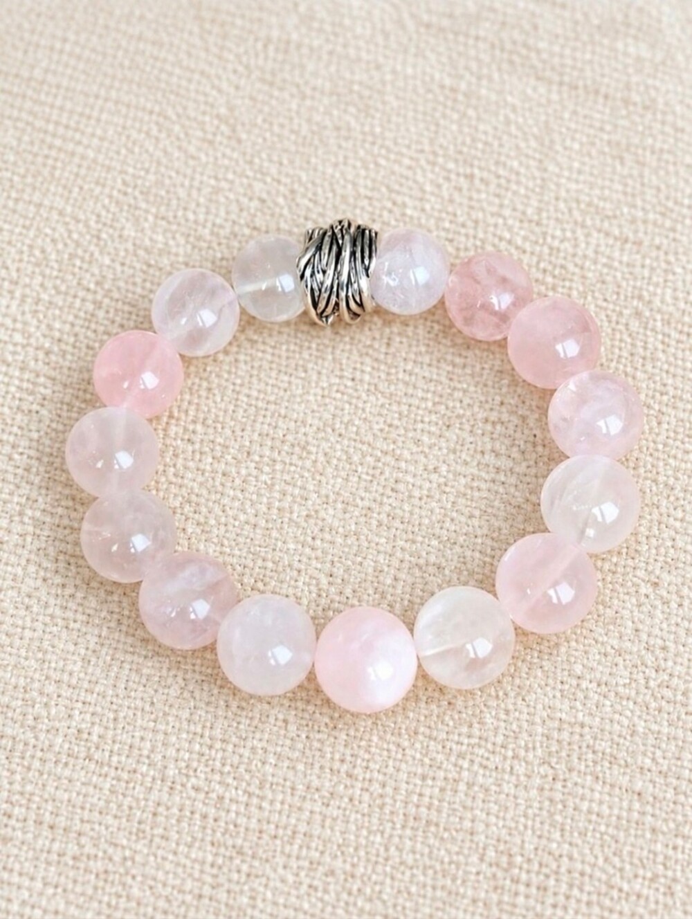 Rose Quartz Beads Stretch Bracelet | Handmade